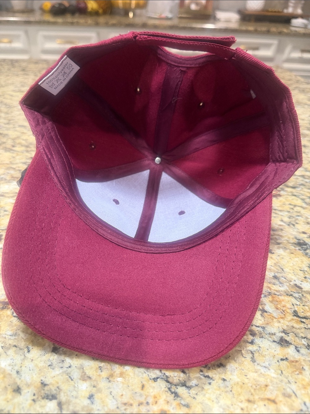 Women's Burgundy Embellished Baseball Cap with Leopard Accent - Picture 6 of 6